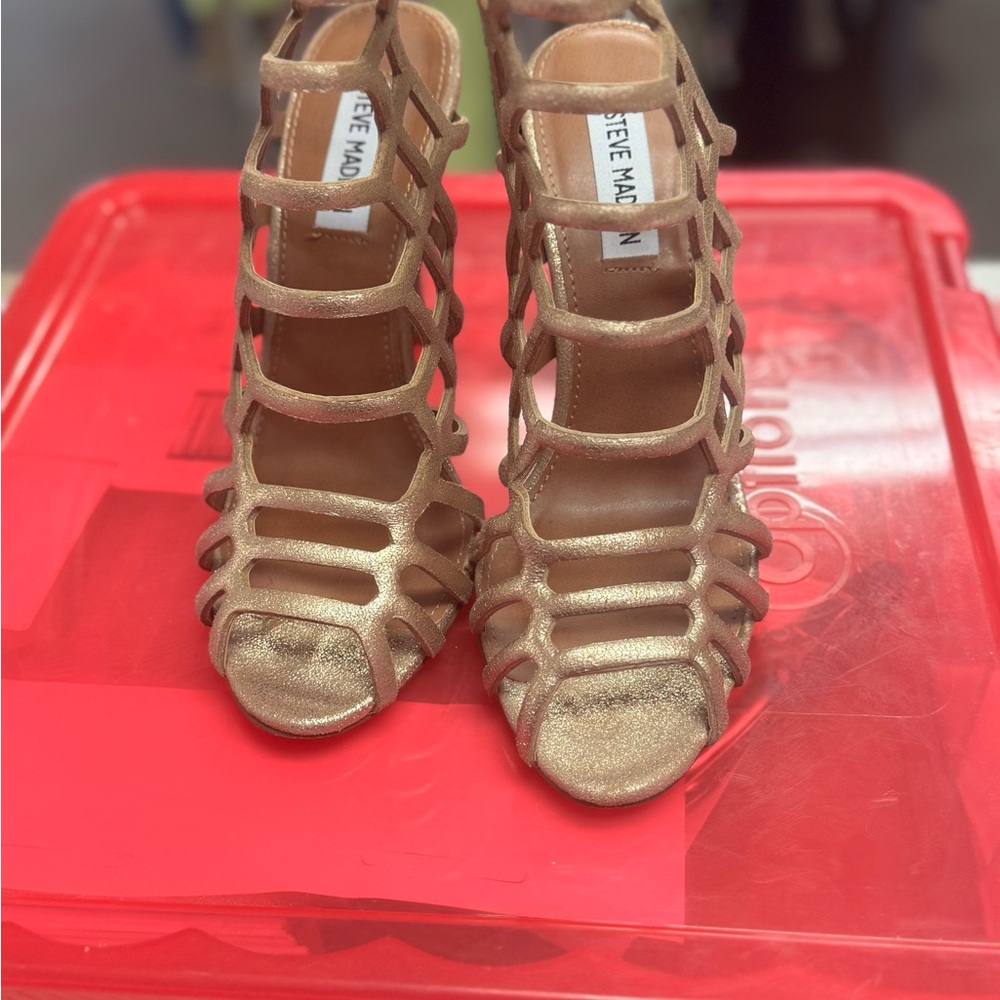 COPY - Steve Madden Gold Stiletto Heels Strappy Elegance